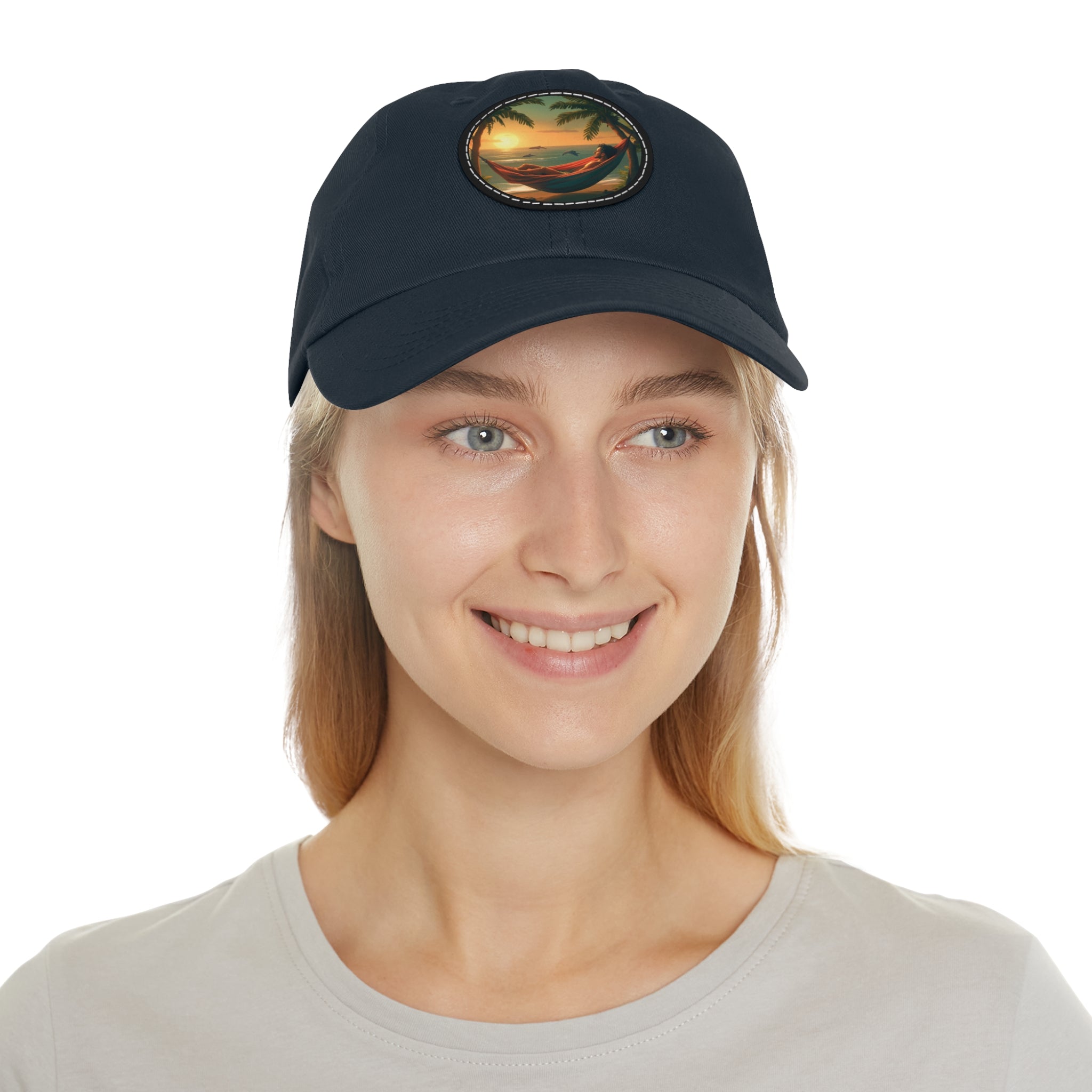 Leisure hat with leather patch